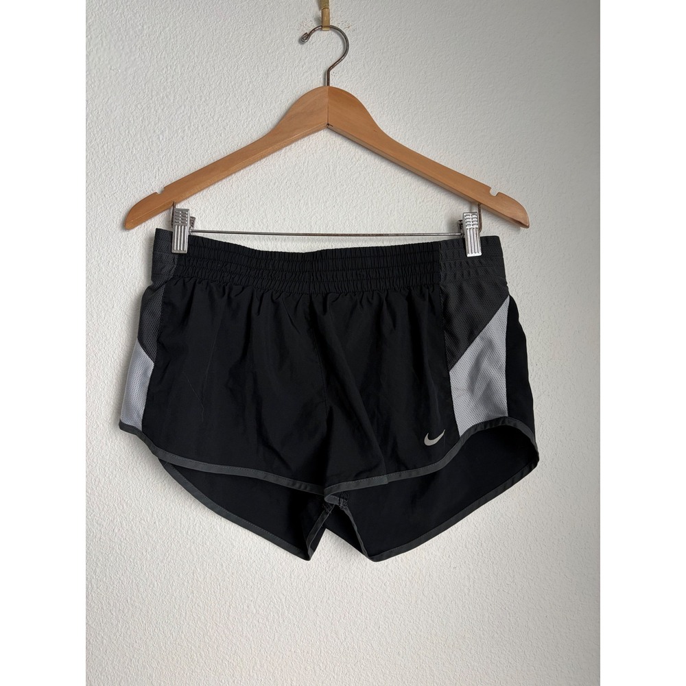 Nike Dri-FIT Womens Running Shorts Black Grey Mesh Athletic‎ Gym Shorts Size M
